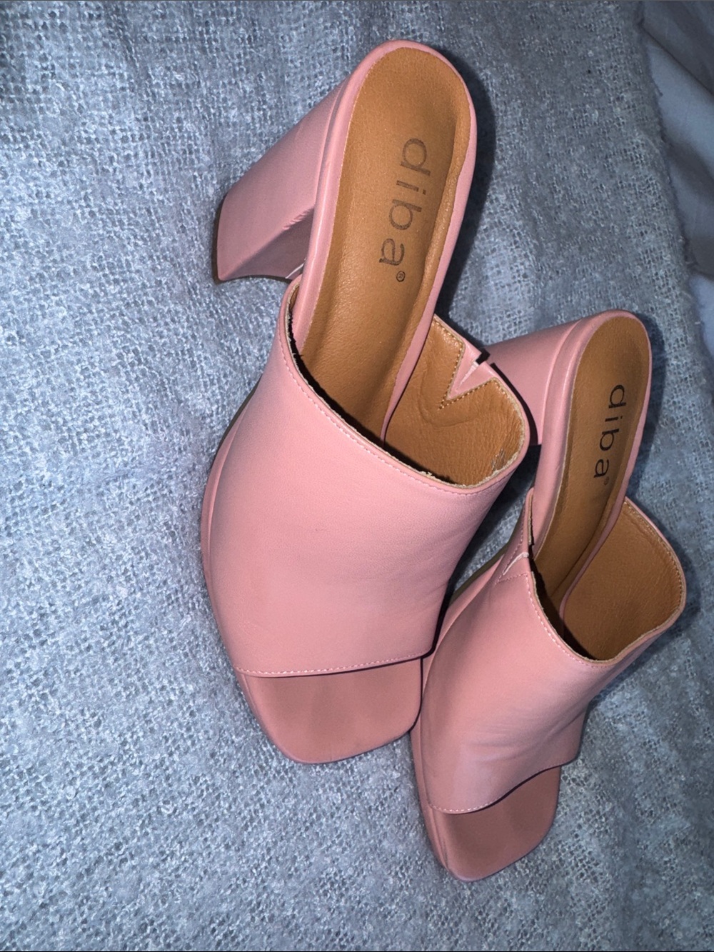 Diba Dusty Rose Square-Toe Block Heel Mules